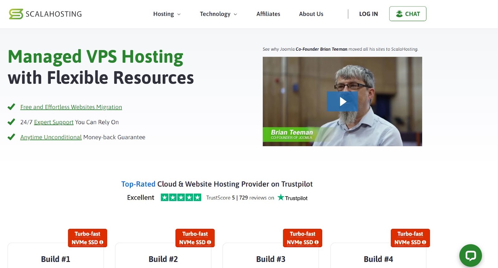 Scala Hosting Managed VPS hosting landing page.