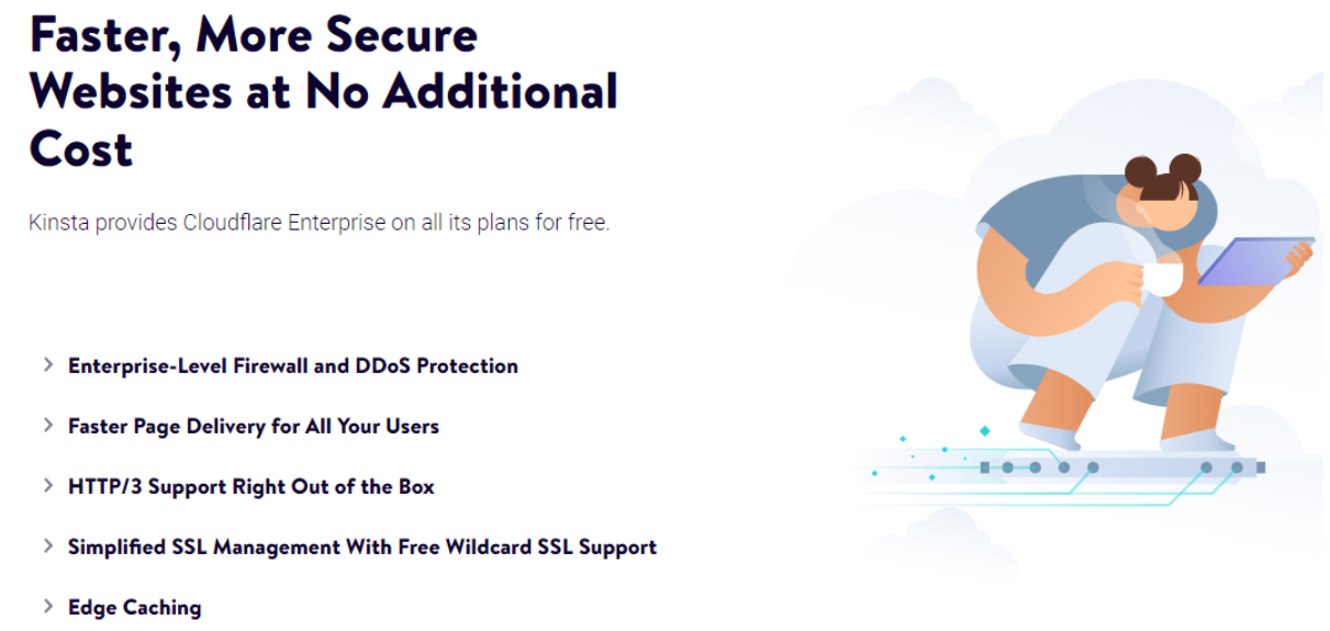 Screenshot of Kinsta's security and performance optimizations