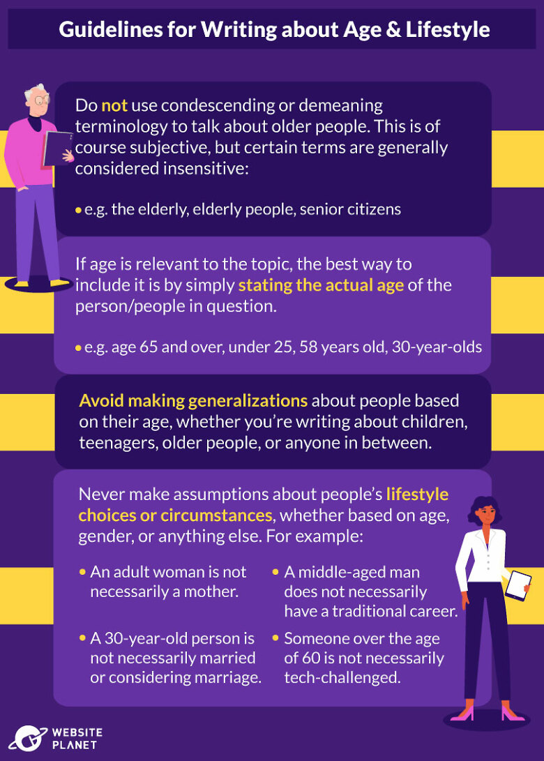 Guidelines for writing about age and lifestyle