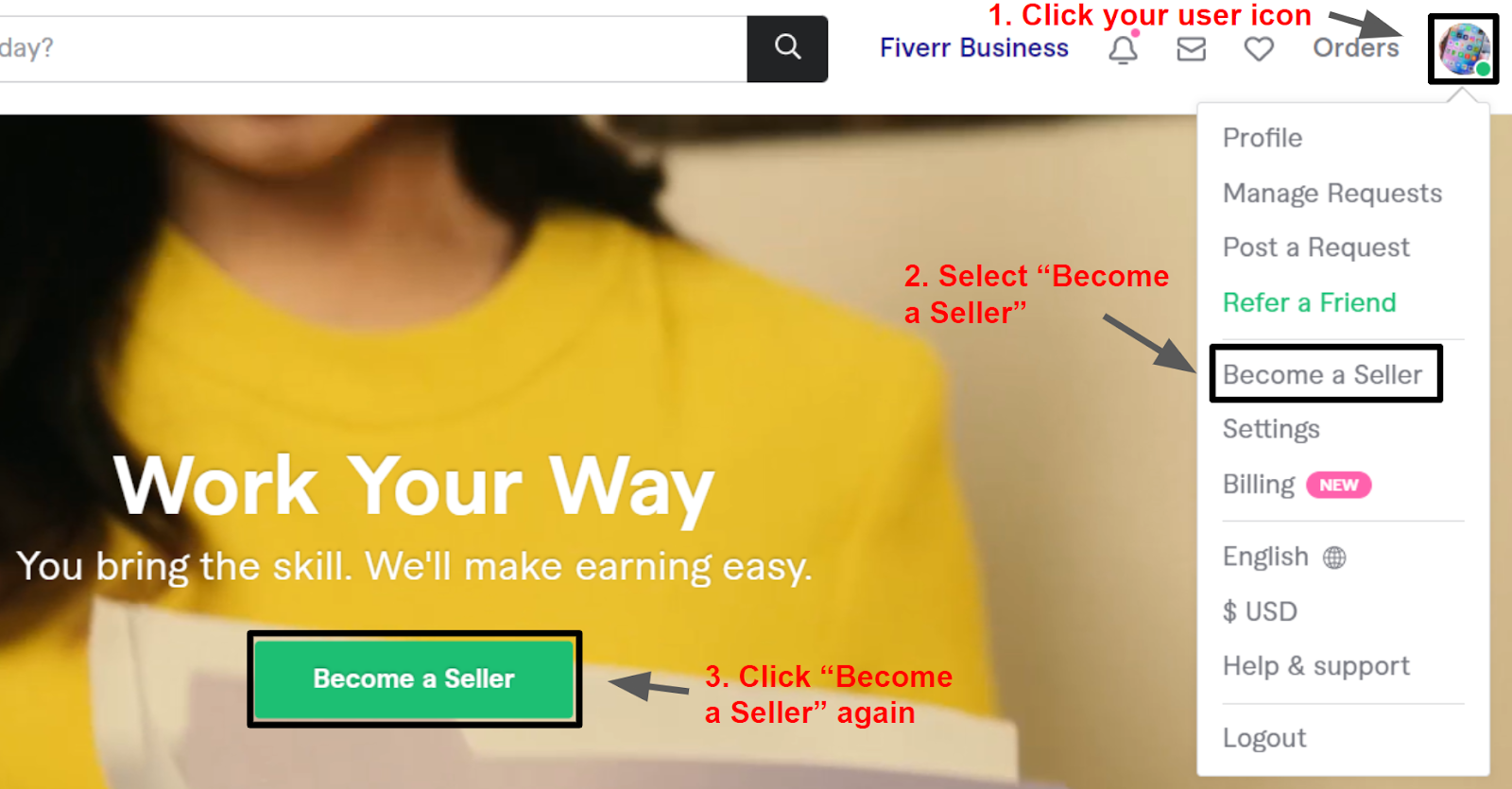 becoming a seller on Fiverr