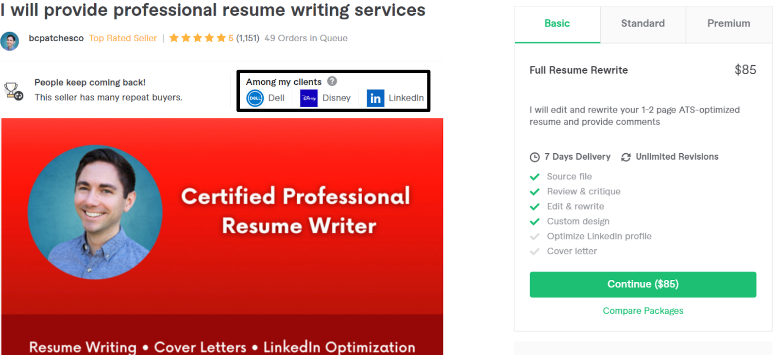 Bcpatchesco's resume writing service gig on Fiverr