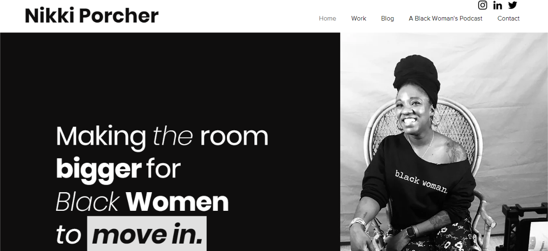 A Black Woman's Website Homepage