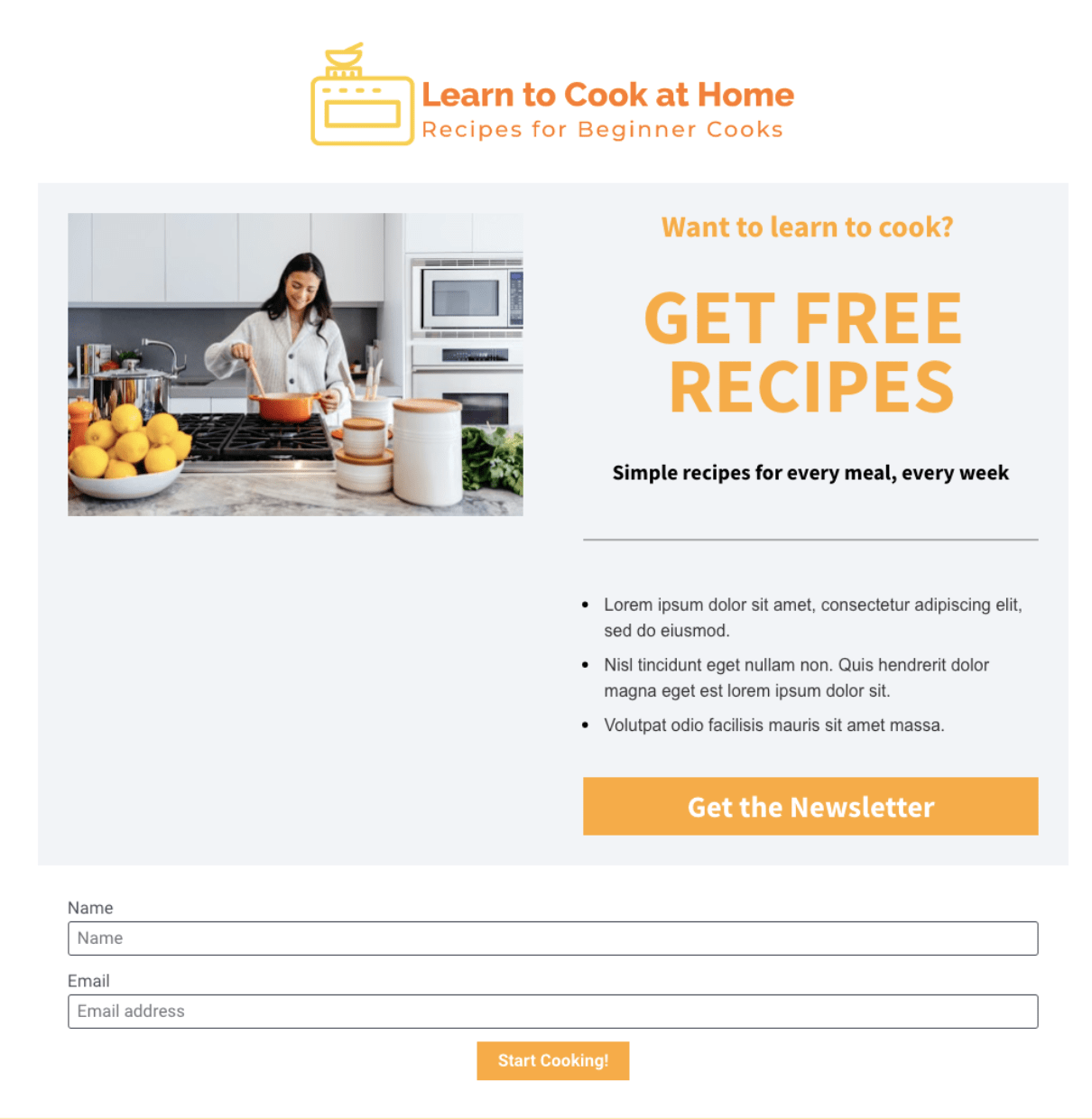 Example of a landing page built with Leadpages