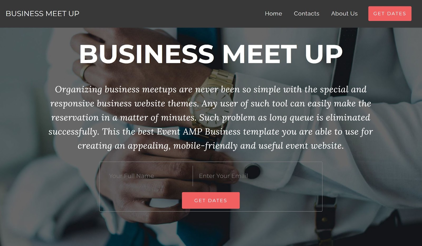 Mobirise EventAMP theme Business template.