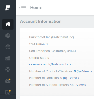 FastComet's UX-friendly Client Account Area