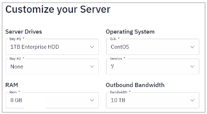 Hostwinds' server customization interface