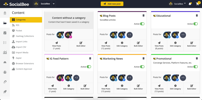 SocialBee Content Categories