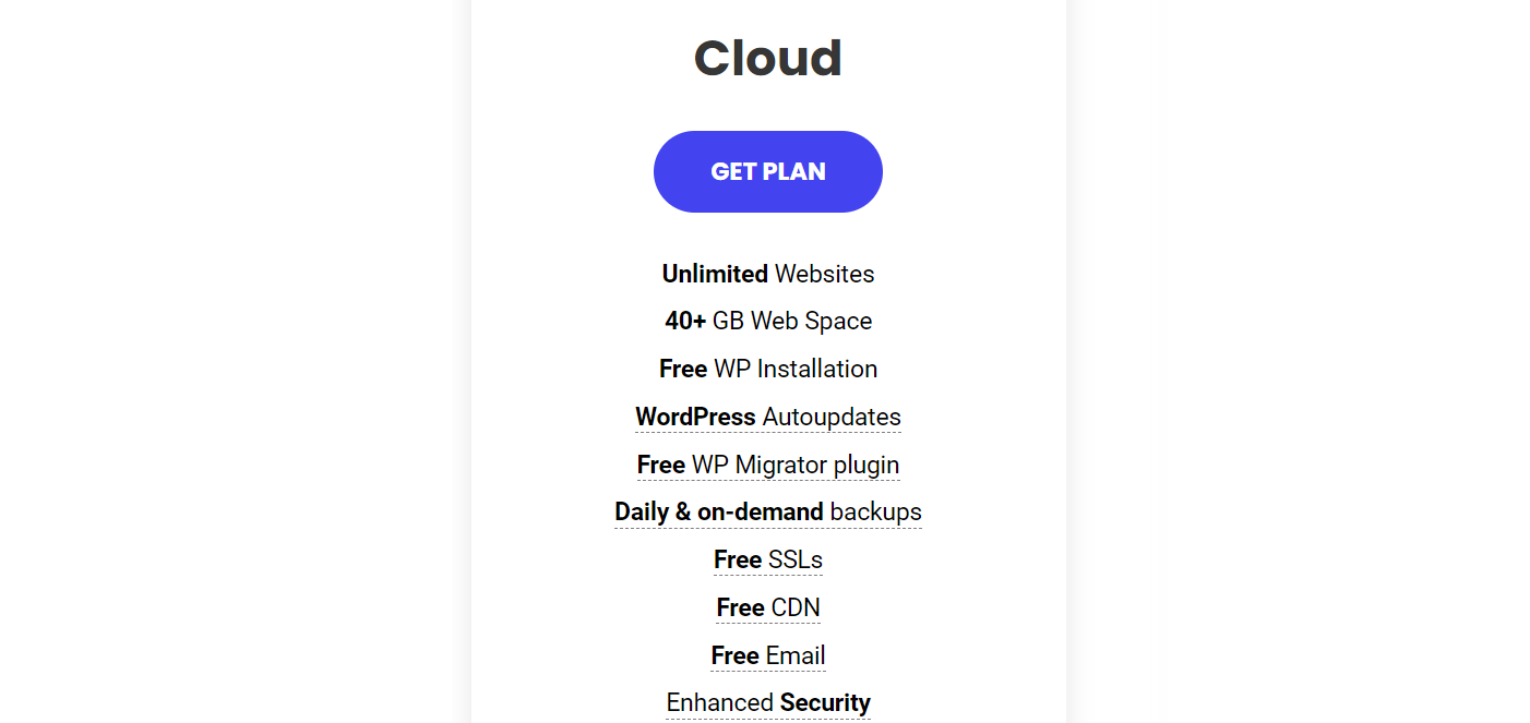 Detail of SiteGround's Cloud reseller hosting plan