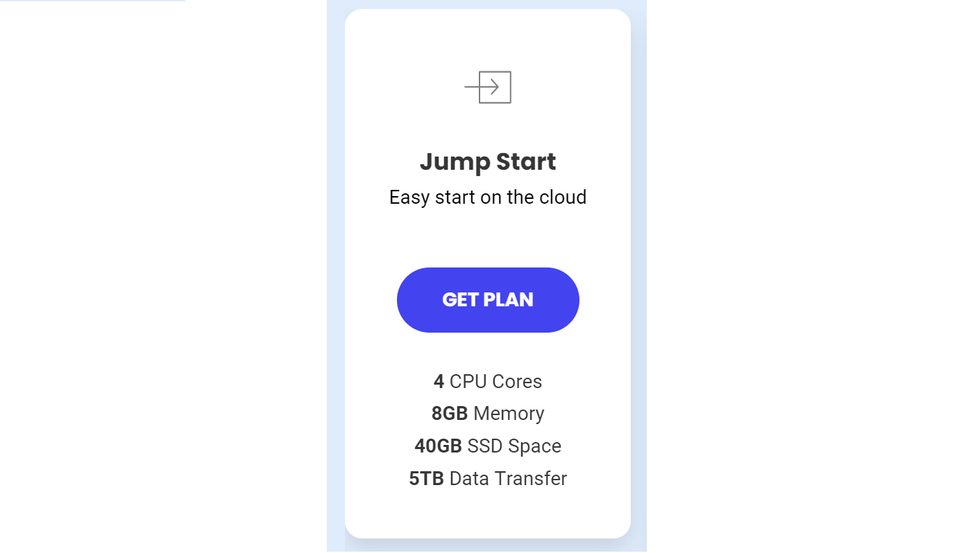 Detail of SiteGround's Jump Start cloud hosting plan