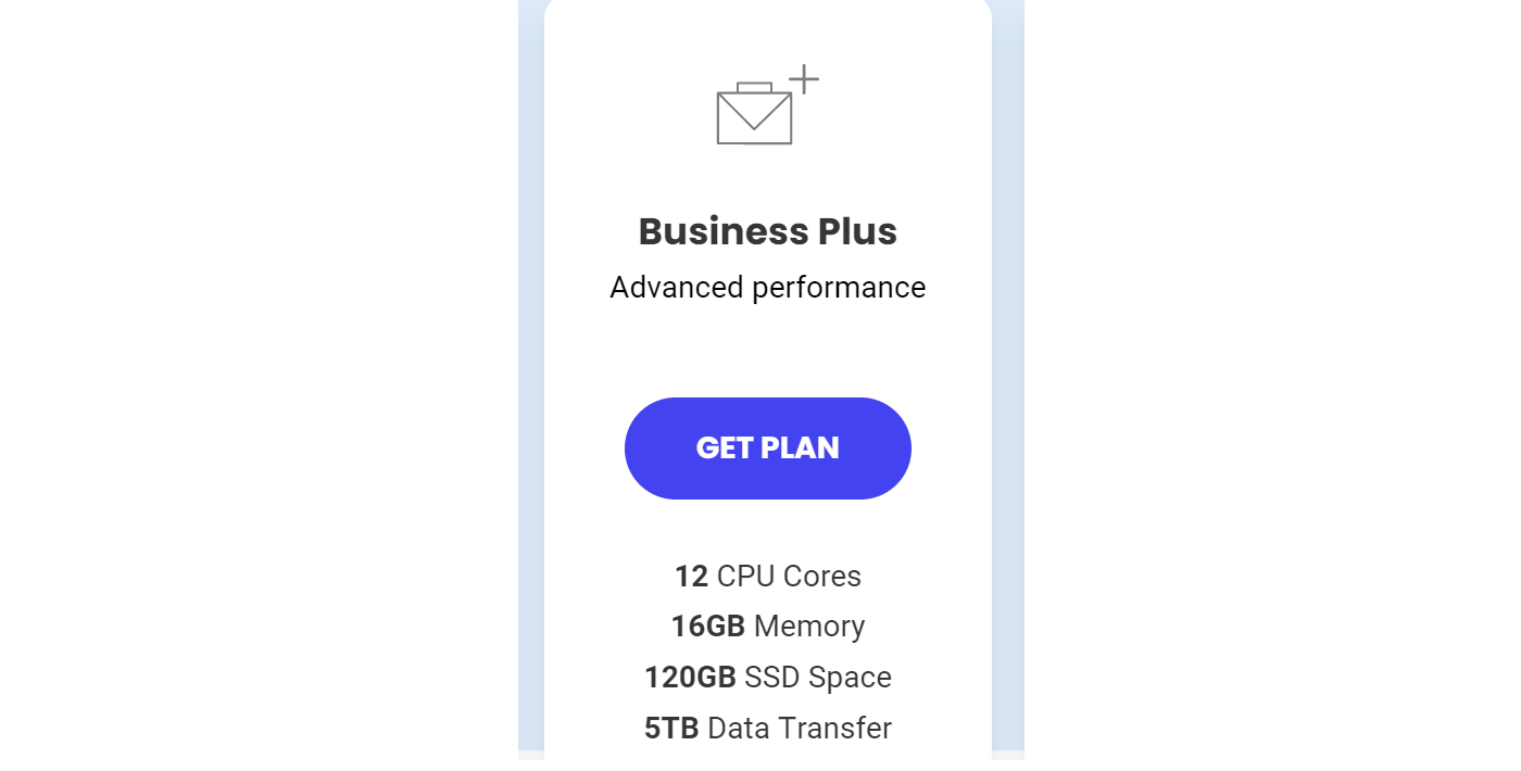 Detail of SiteGround's Business Plus cloud hosting plan