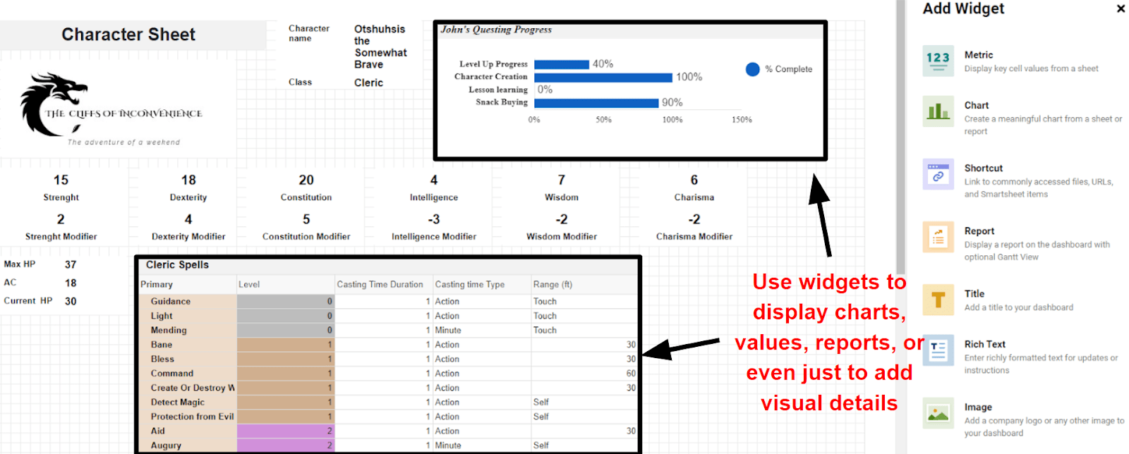 Smartsheet's dashboards