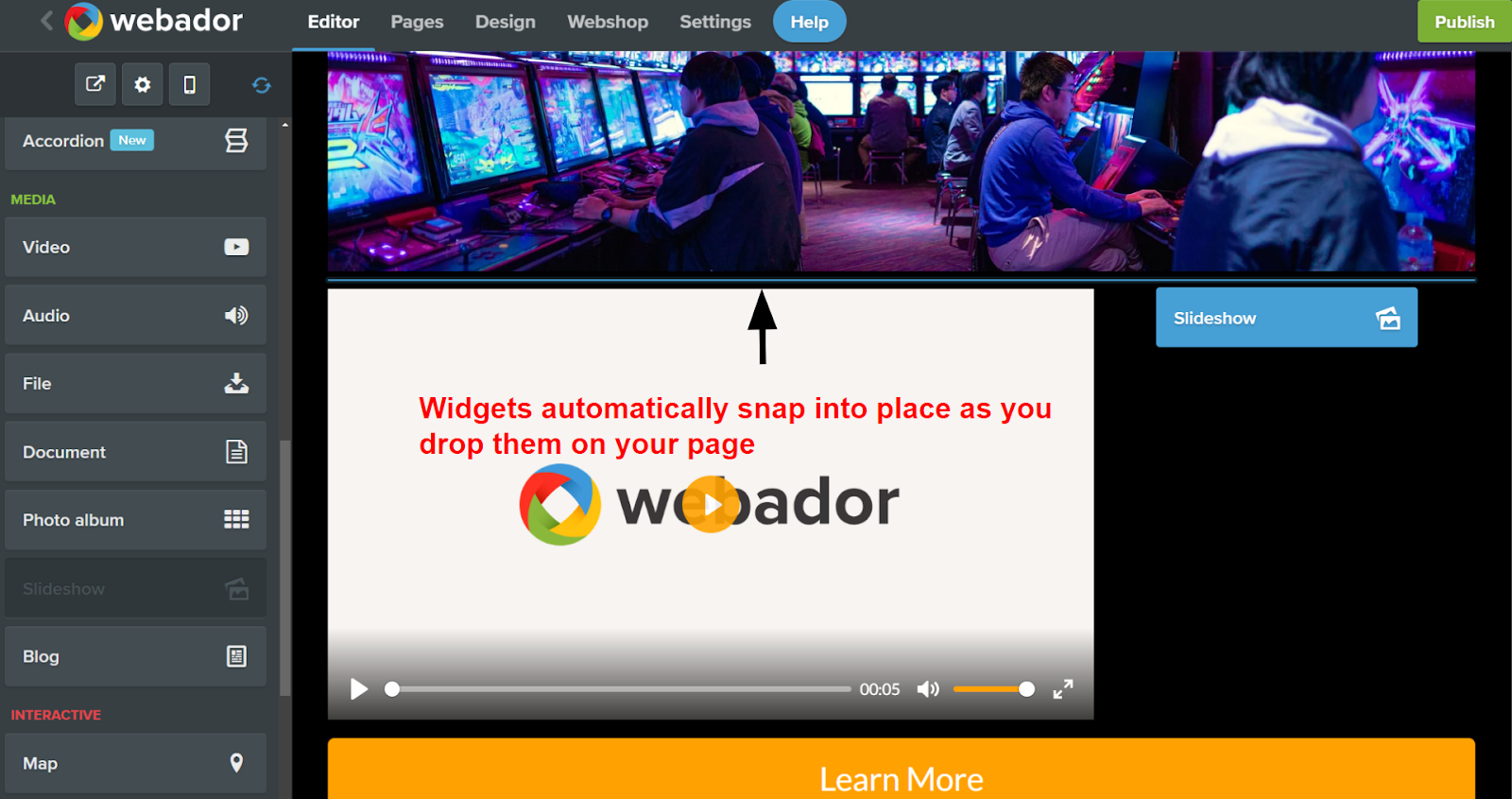 Webador Drag and Drop