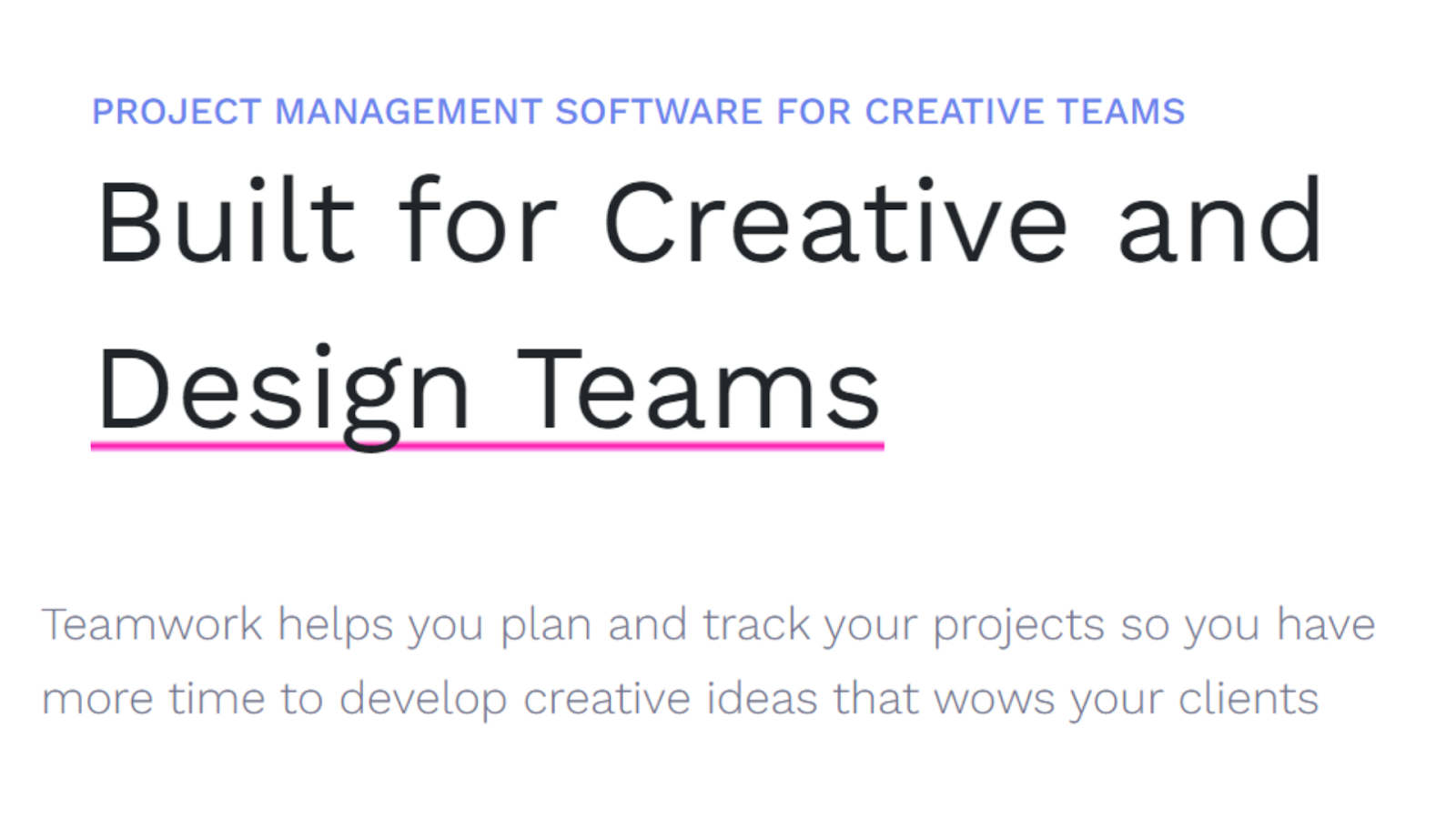 Teamwork's website for design teams