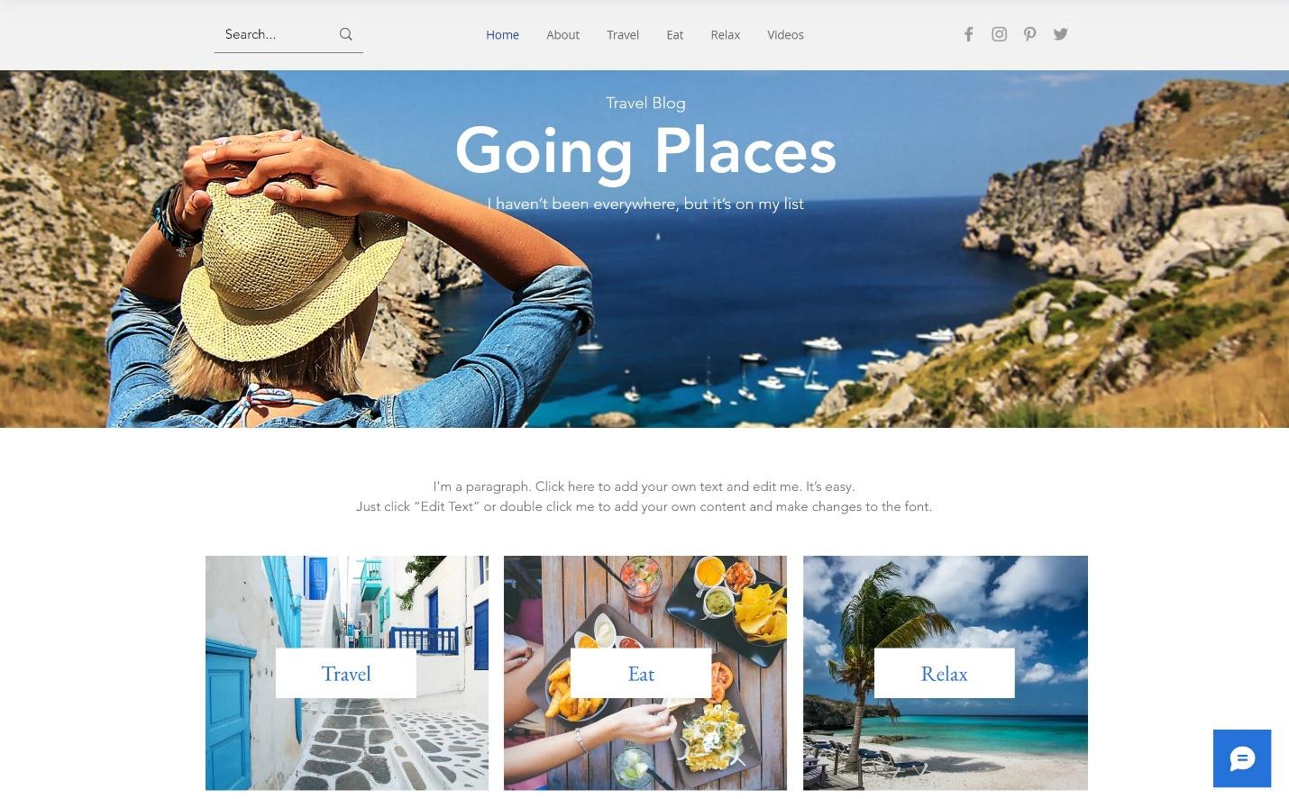 Wix Travel Blog template