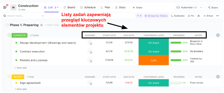 ClickUp Construction Schedule Template
