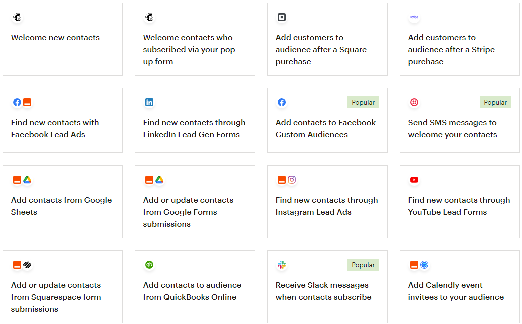 Mailchimp pre-build customer journeys