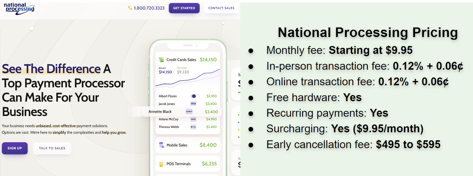National Processing pricing info