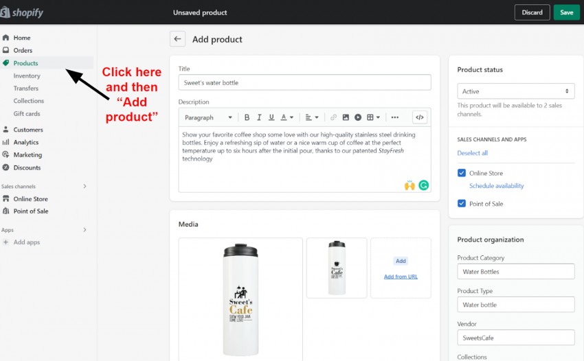 Shopify Add Product