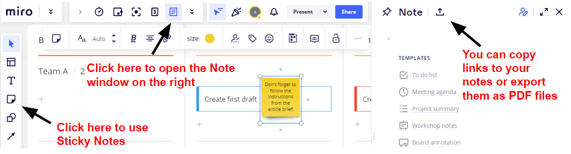 Miro Notes Features