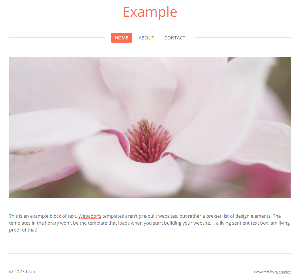 A Webidor template example showing a pink flower