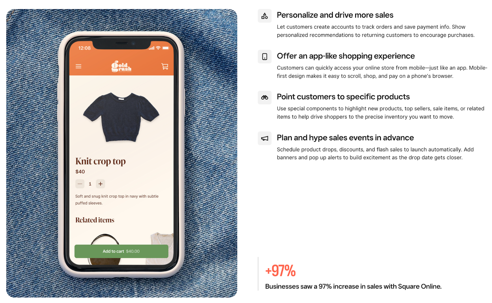 Square Online mobile shopping experience