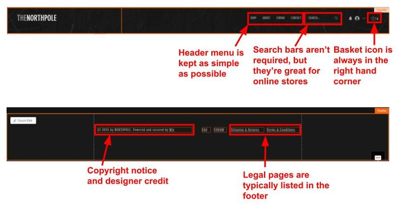 Wix header and footer examples