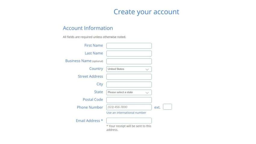 Bluehost in-order account creation page.