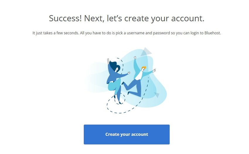 Bluehost account creation page.