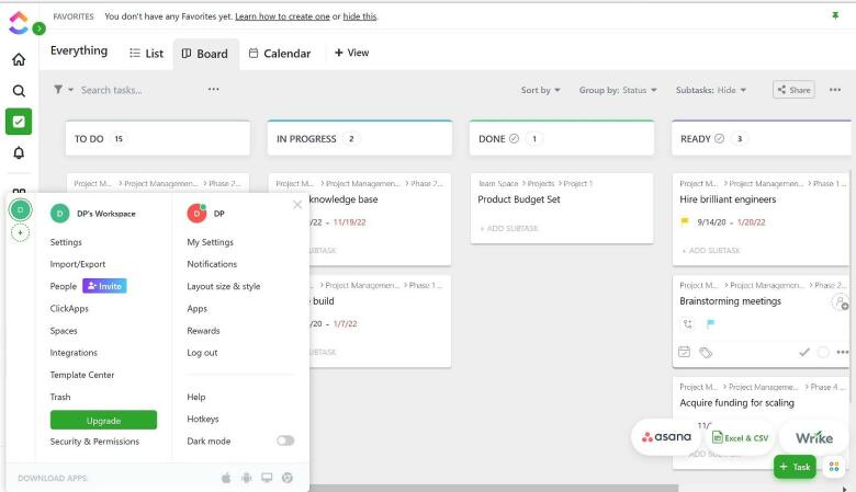 clickup sample kanban board