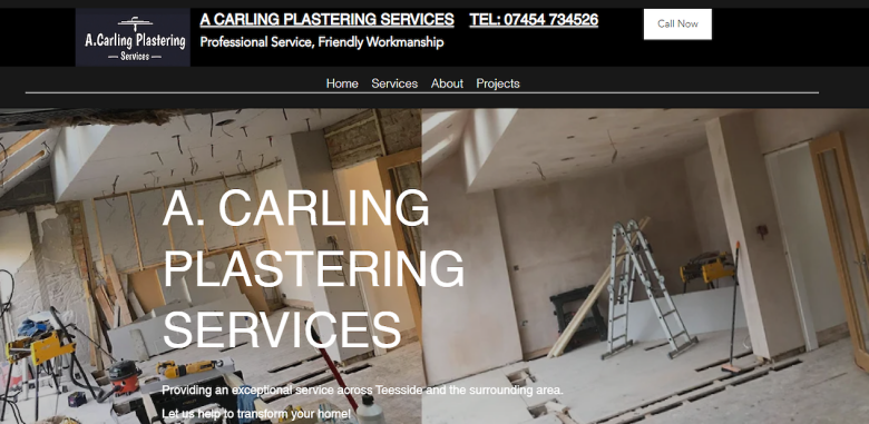 A. Carling Plastering services homepage banner