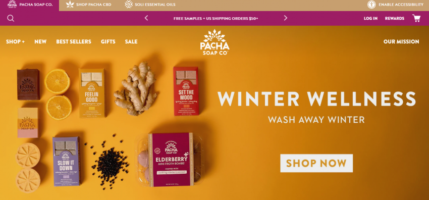 Pacha soap home page winter