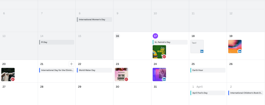 Canva content planner interface