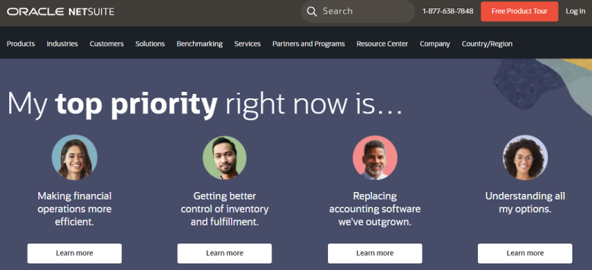 Oracle NetSuite Homepage