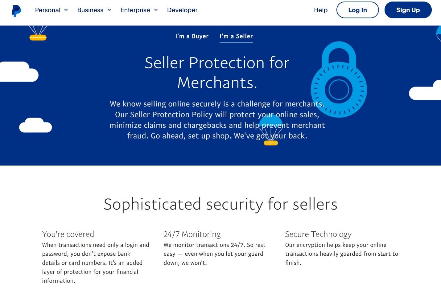 PayPal security and seller protection services.