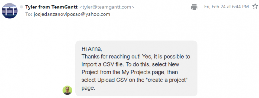 TeamGantt Customer Support