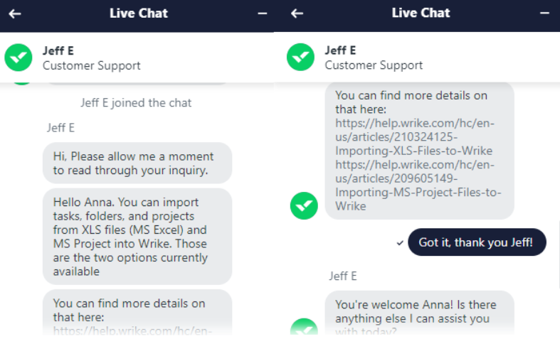 Wrike Live Chat Support