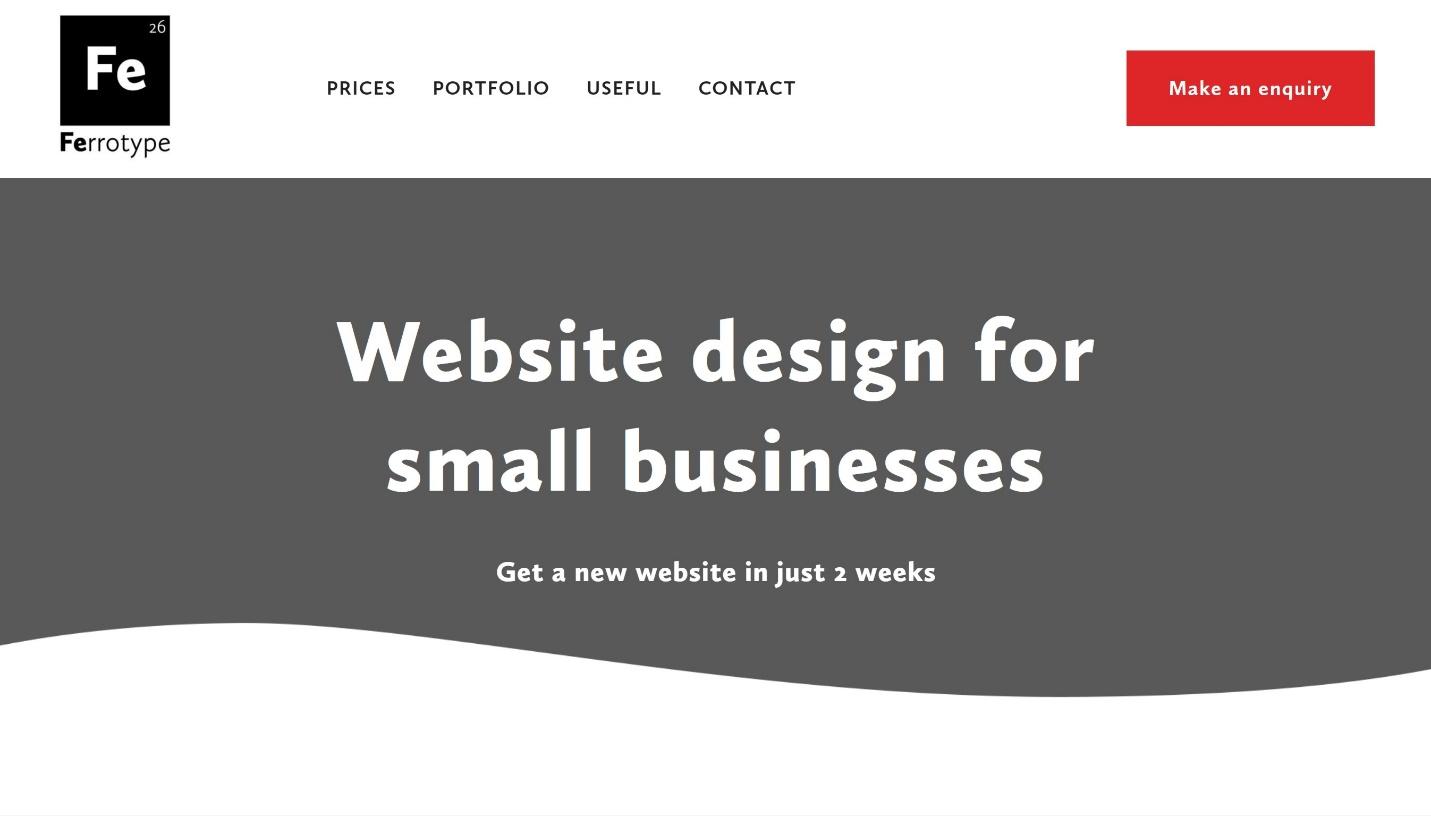 Ferrotype Web Design portfolio homepage