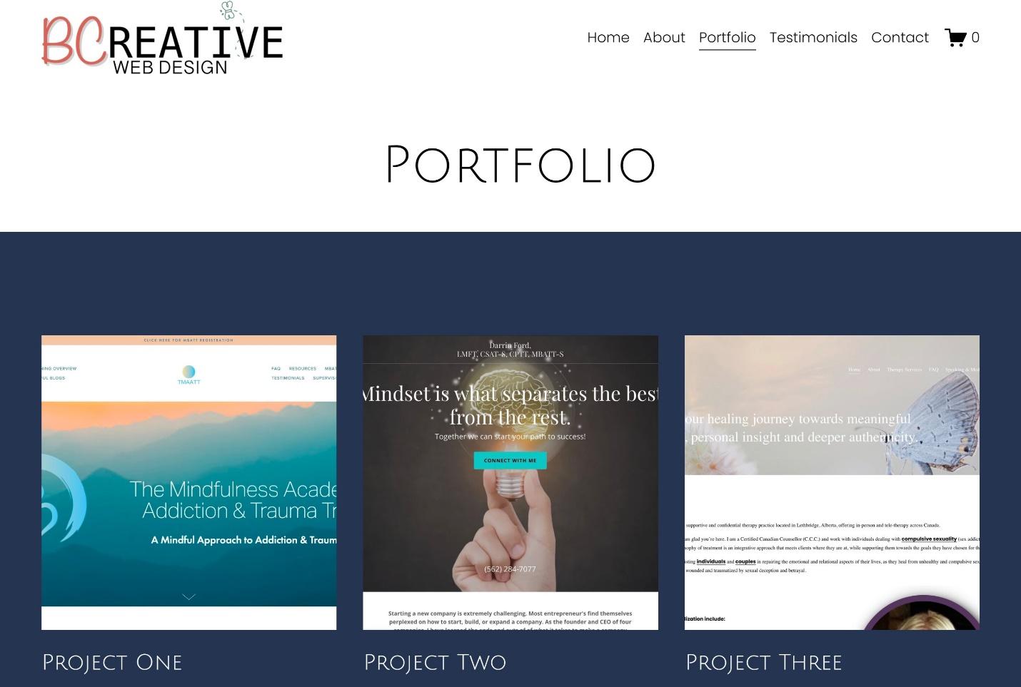 BC Creative Web Design Portfolio page