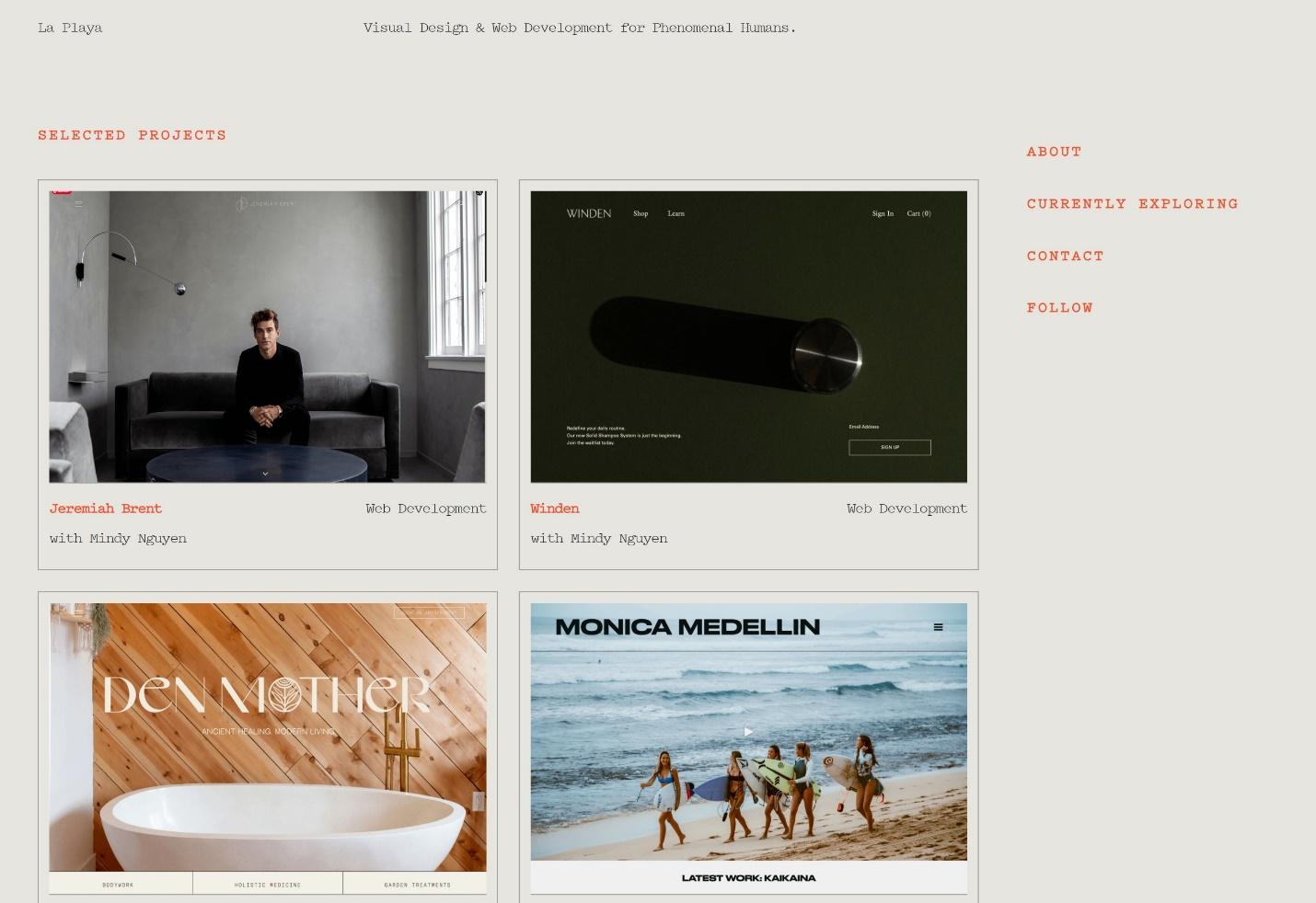 La Playa Studio web design portfolio homepage