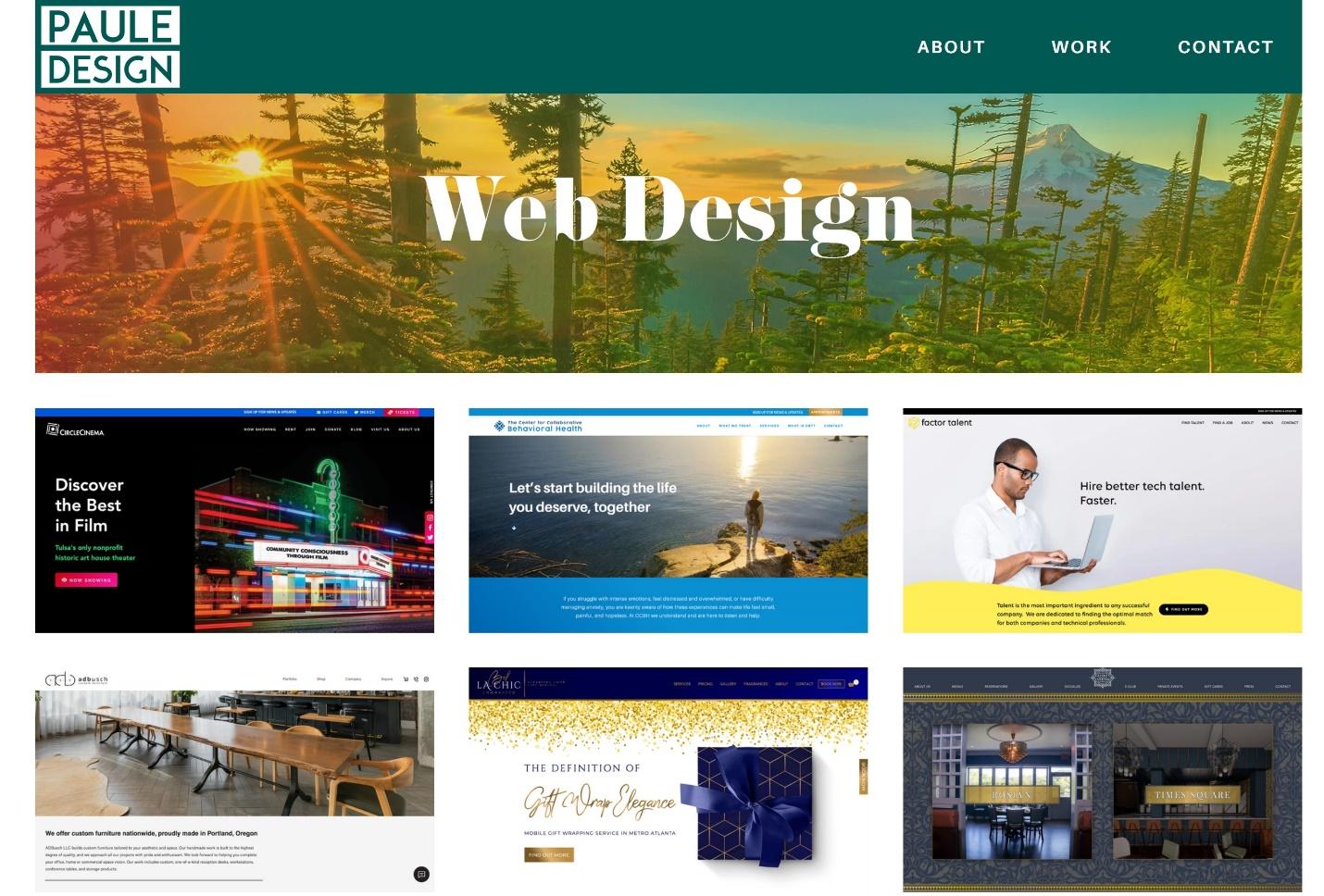 Paule Design web design portfolio Work Web Design page