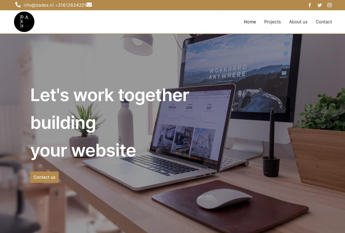 DaDex web design portfolio homepage