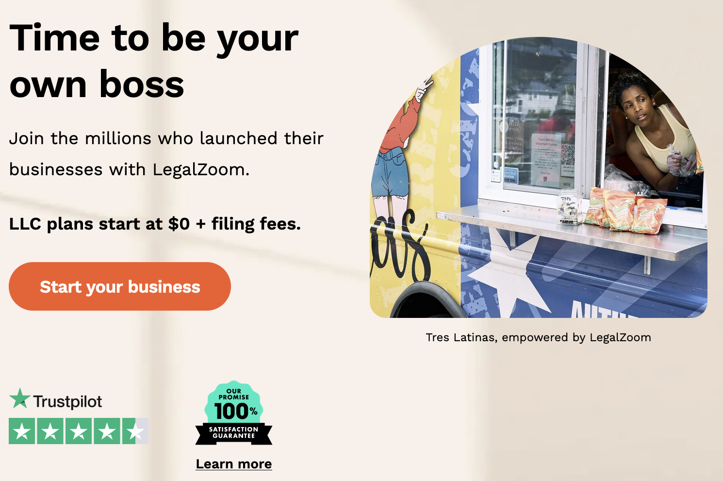 Screen capture of LegalZoom website with free plan highlighted