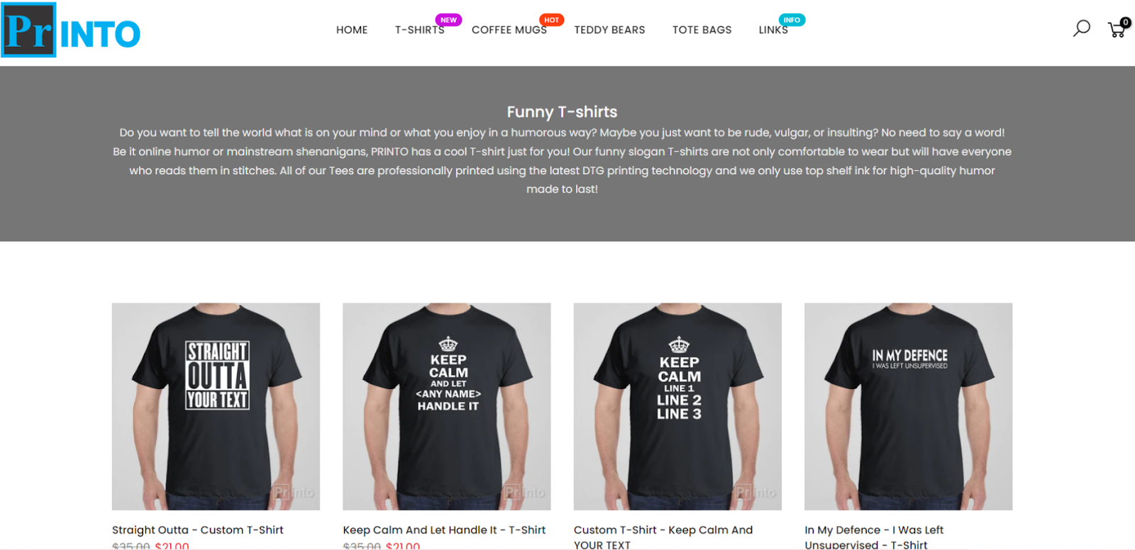 Online funny slogan T-shirt store