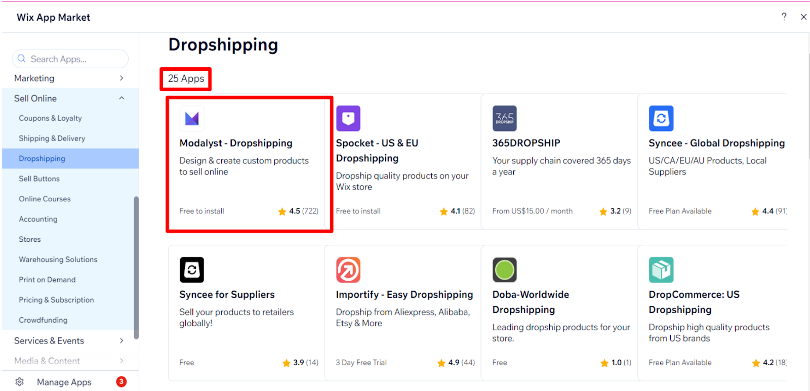 Wix dropshipping apps