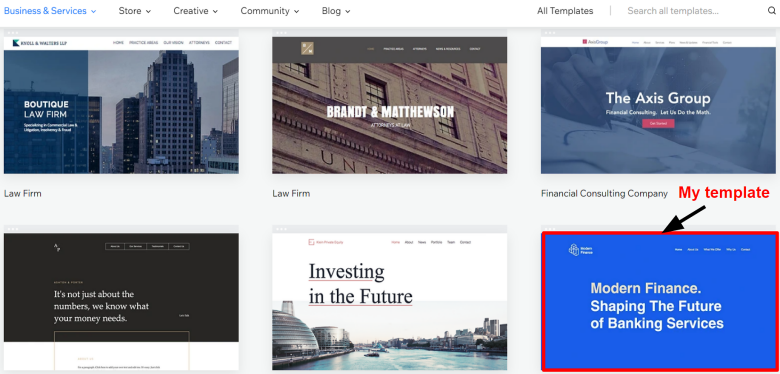 Wix Business & Services template library
