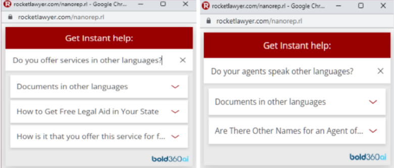 Rocket Lawyer's online chat support