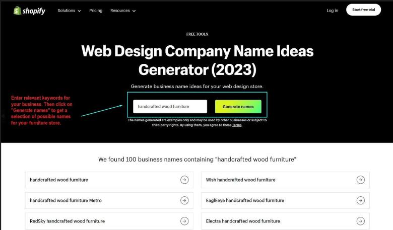 Shopify Web Design Company Name Ideas Generator (2023)