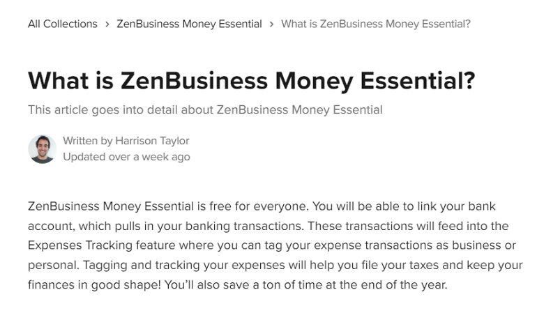 ZenBusiness Money Essential FAQ answered