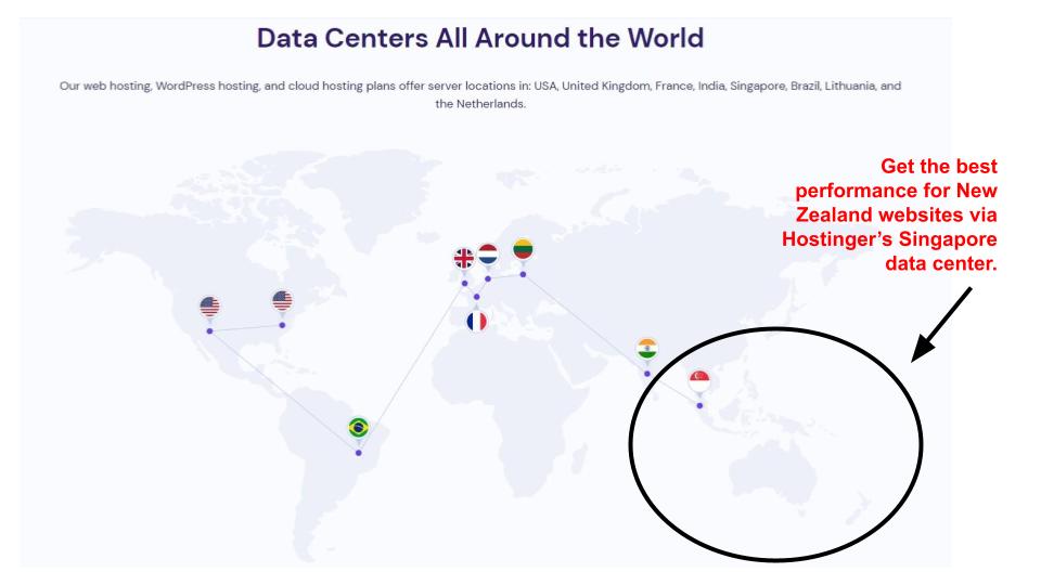 Hostinger's data center locations.