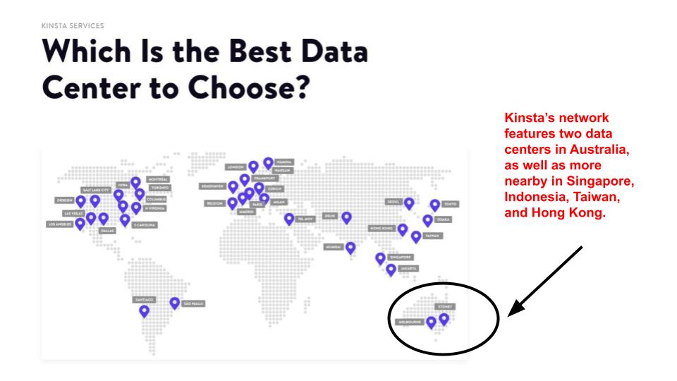 Kinsta data center locations.